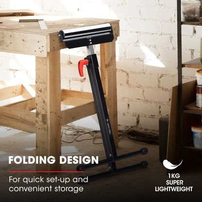 Adjustable Roller Support Stand, 0.6m to 1.08m Height, 60kg Capacity, Folding