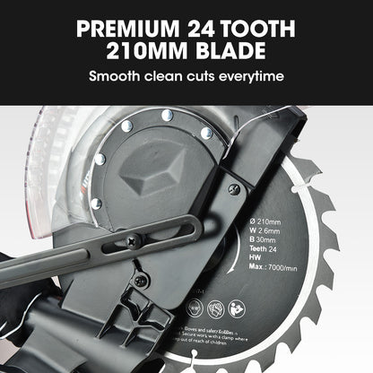 210mm Sliding Compound Mitre Saw with Adjustable Stand and Laser Guide