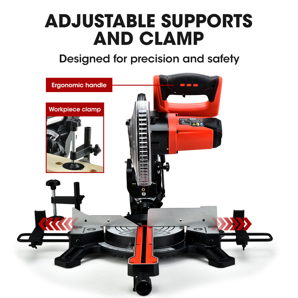 210mm Sliding Compound Mitre Saw with Adjustable Stand and Laser Guide