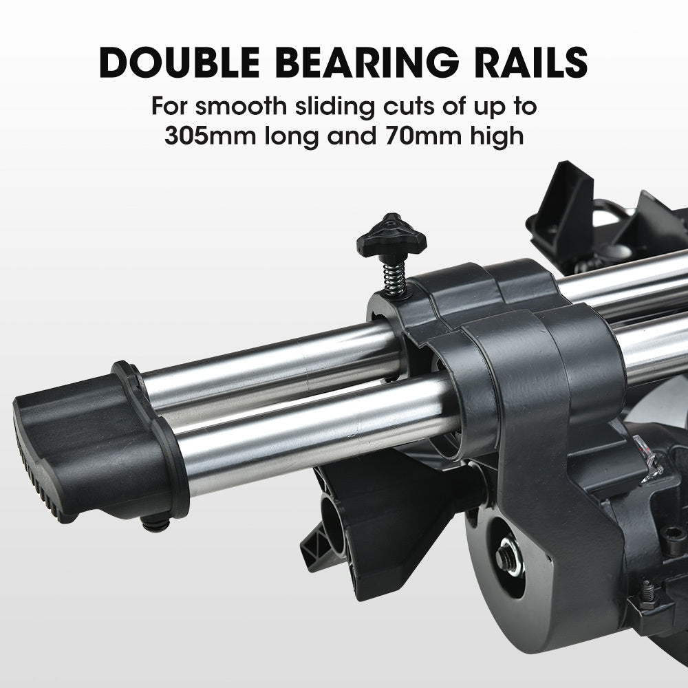 210mm Sliding Compound Mitre Saw with Adjustable Stand and Laser Guide