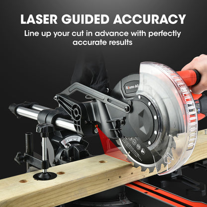 210mm Sliding Compound Mitre Saw with Adjustable Stand and Laser Guide