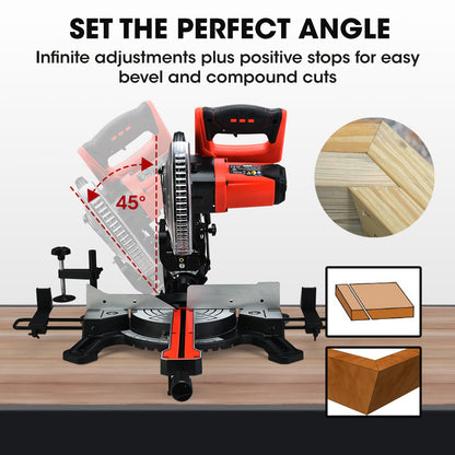 210mm Sliding Compound Mitre Saw with Adjustable Stand and Laser Guide