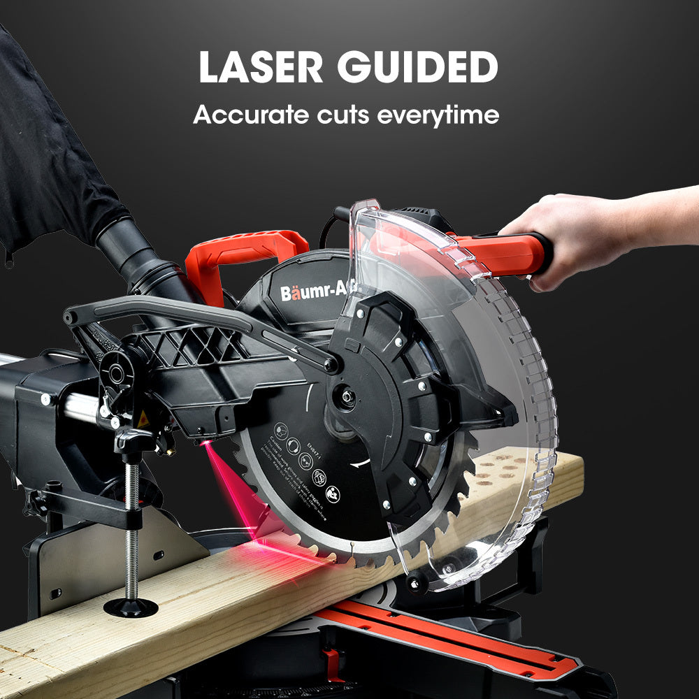 305mm Dual Bevel Sliding Mitre Saw Combo with Adjustable Stand, 150kg Capacity