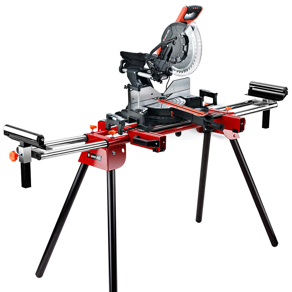 305mm Dual Bevel Sliding Mitre Saw Combo with Adjustable Stand, 150kg Capacity
