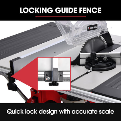 2000W 0.25m Table Saw with Adjustable Bevel, Mitre, and Dust Collection