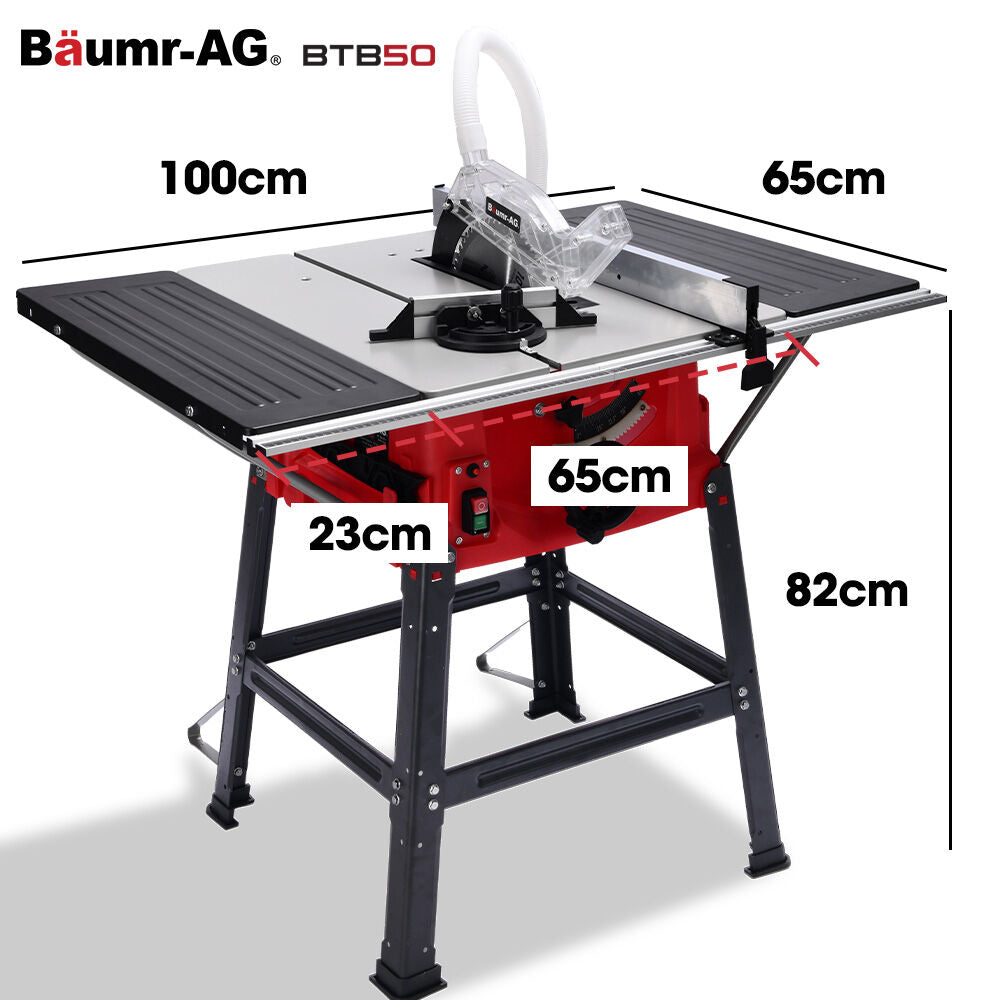 2000W 0.25m Table Saw with Adjustable Bevel, Mitre, and Dust Collection