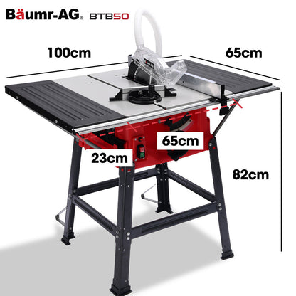 2000W 0.25m Table Saw with Adjustable Bevel, Mitre, and Dust Collection