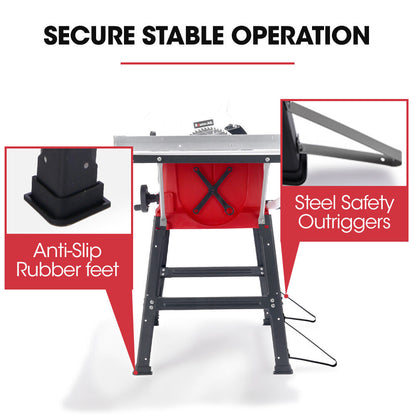 2000W 0.25m Table Saw with Adjustable Bevel, Mitre, and Dust Collection