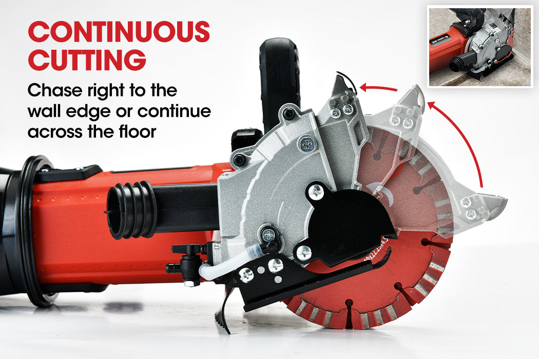 125mm Wall Chaser, Wet Cutting, 4 Diamond Blades, 1.7kW Motor, 41mm Depth