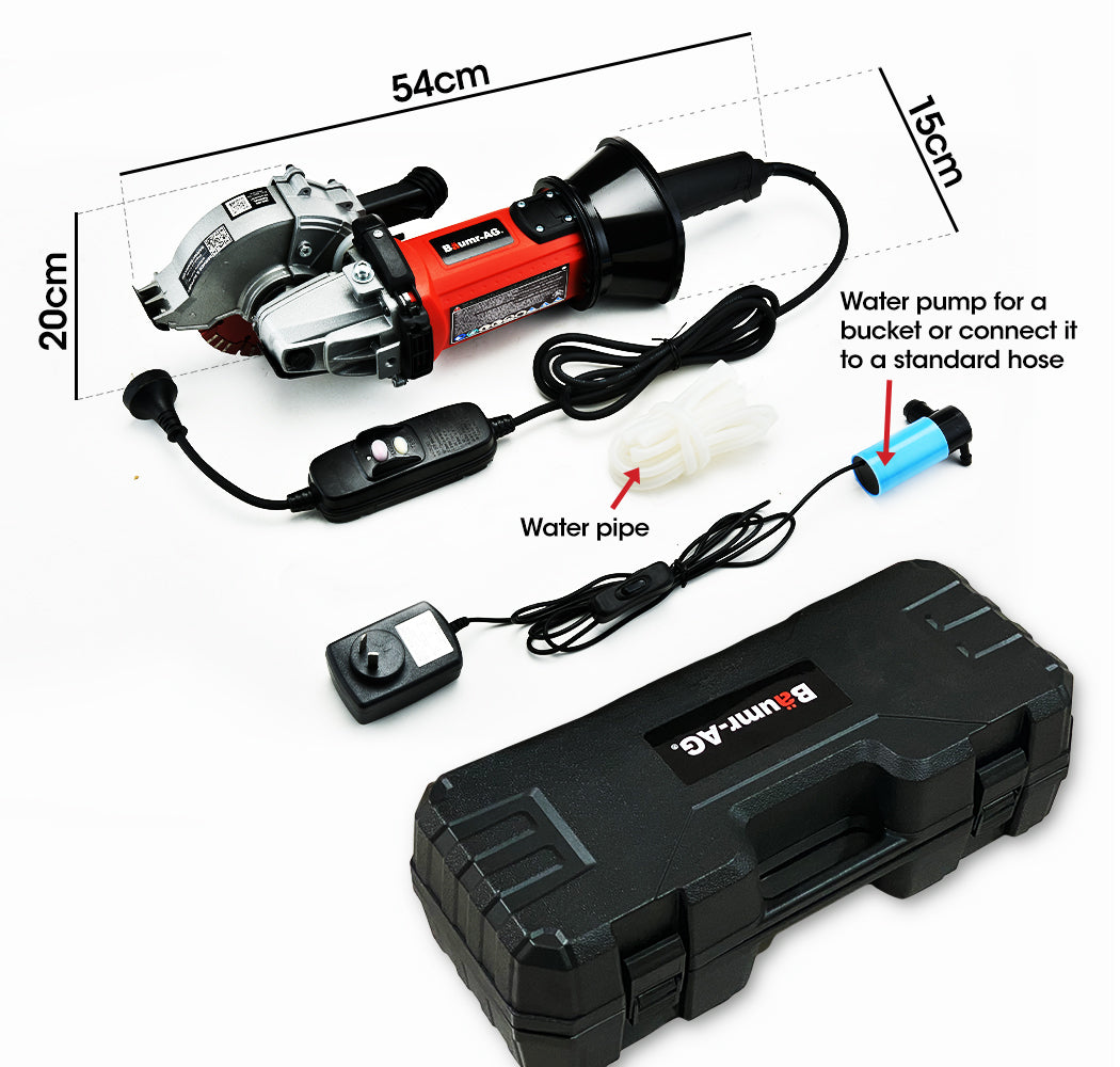 125mm Wall Chaser, Wet Cutting, 4 Diamond Blades, 1.7kW Motor, 41mm Depth