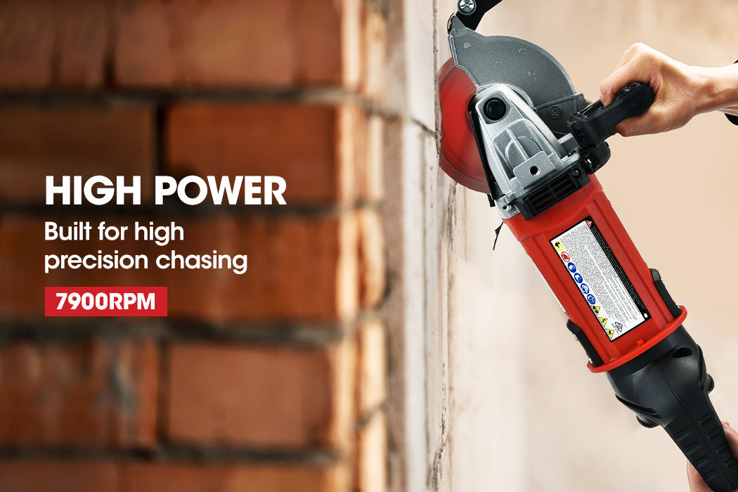 125mm Wall Chaser with 1700W Motor and Quad Diamond Blades, Wet Cutting System