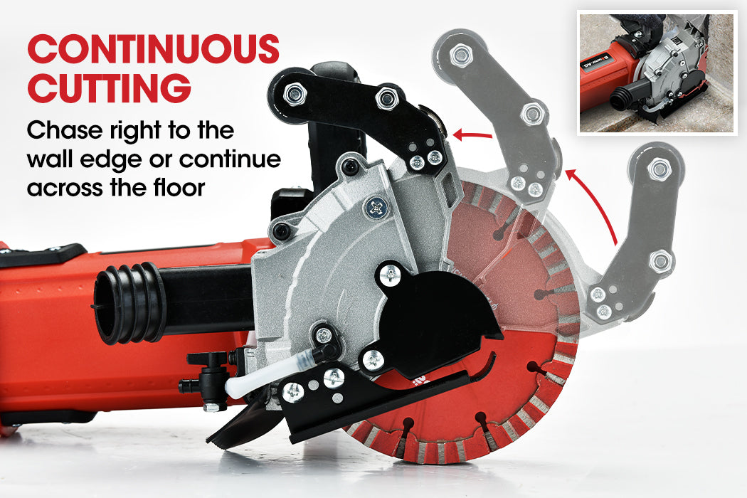 125mm Wall Chaser with 1700W Motor and Quad Diamond Blades, Wet Cutting System
