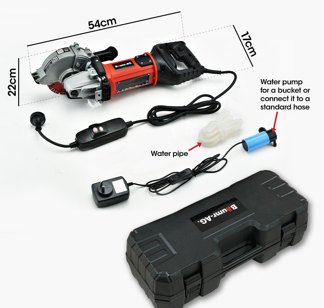 125mm Wall Chaser with 1700W Motor and Quad Diamond Blades, Wet Cutting System