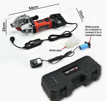 125mm Wall Chaser with 1700W Motor and Quad Diamond Blades, Wet Cutting System
