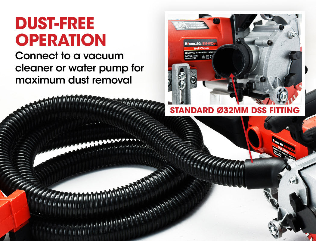 125mm Wall Chaser with Dual Handles, Adjustable Depth, Wet Cutting System