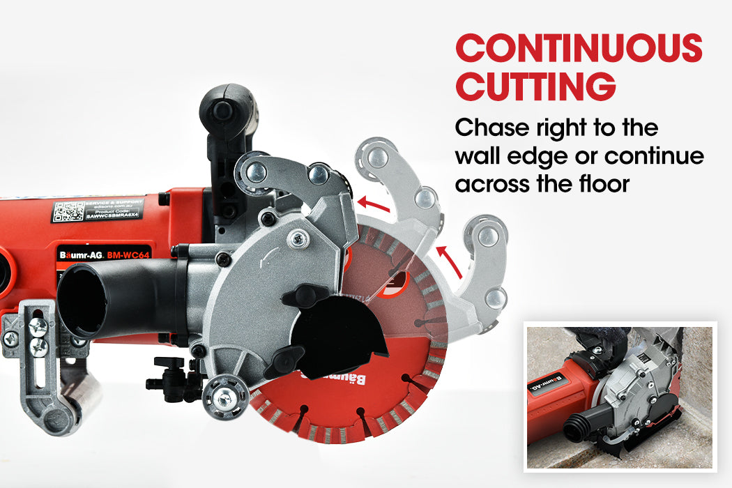 125mm Wall Chaser with Dual Handles, Adjustable Depth, Wet Cutting System