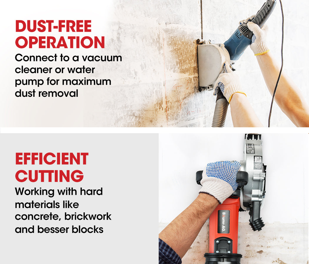 1700W Wall Chaser & 900W Vacuum Combo with 4 Diamond Blades, 0.125m Cut Depth