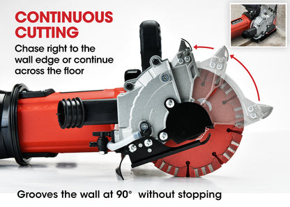 1700W Wall Chaser & 900W Vacuum Combo with 4 Diamond Blades, 0.125m Cut Depth