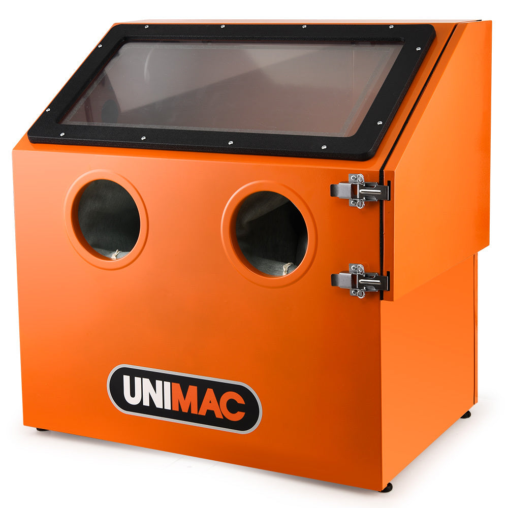110L Steel Sandblasting Cabinet with Gun, LED Light, and Protective Gloves