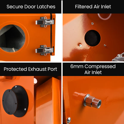 110L Steel Sandblasting Cabinet with Gun, LED Light, and Protective Gloves