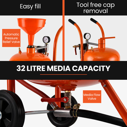 38L Portable Sandblasting Tank with 2.5m Hose and Safety Accessories Kit