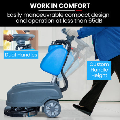 Battery-Powered 0.36m Floor Scrubber & Dryer, 1350 sqm/hr, Quiet Operation