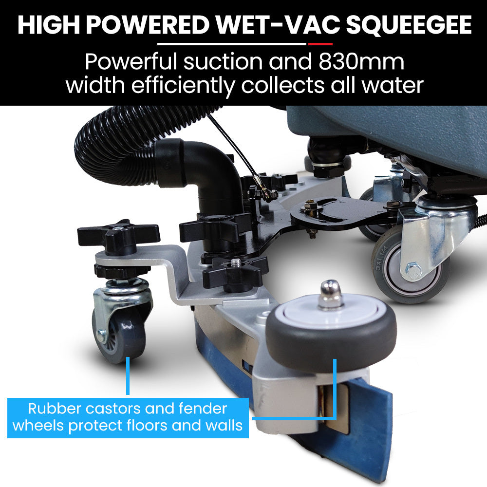 Battery-Powered Floor Scrubber & Dryer, 0.49m Path, Commercial Use, Walk-Behind