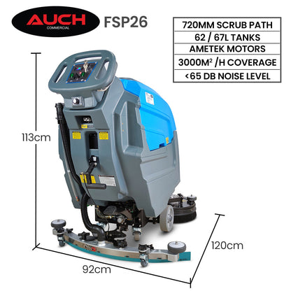 Battery-Powered 0.72m Floor Scrubber & Dryer, Walk-Behind, Commercial Grade