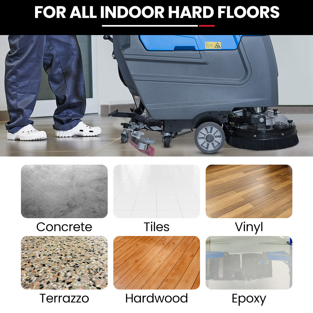 Battery-Powered 0.72m Floor Scrubber & Dryer, Walk-Behind, Commercial Grade