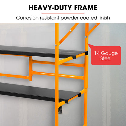 Mobile Scaffold Platform, 226kg Load, 3m Reach, Foldable with Locking Wheels