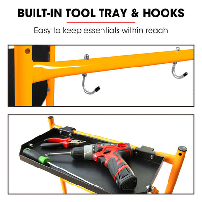 Mobile Scaffold Platform, 226kg Load, 3m Reach, Foldable with Locking Wheels