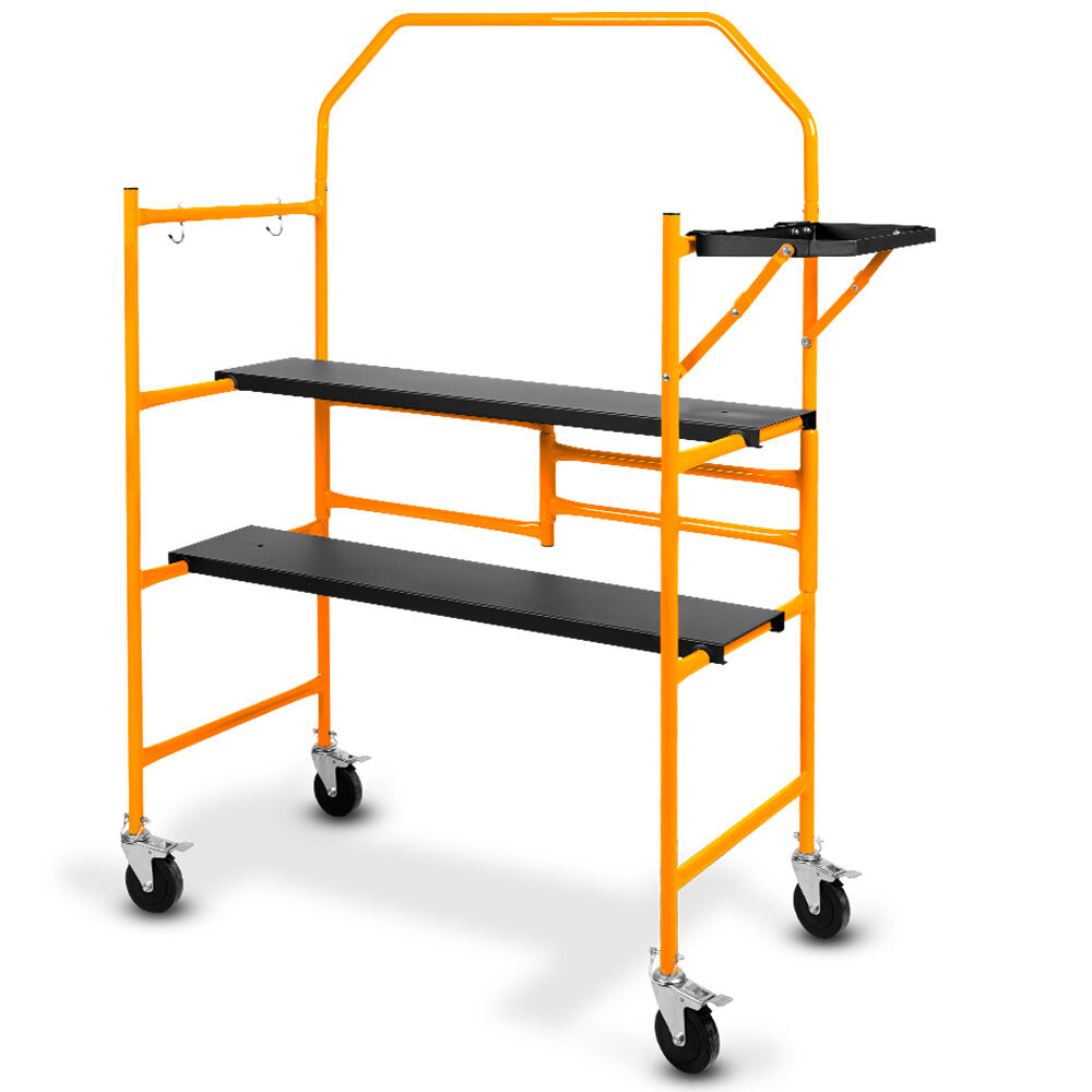 Mobile Scaffold Platform, 226kg Load, 3m Reach, Foldable with Locking Wheels