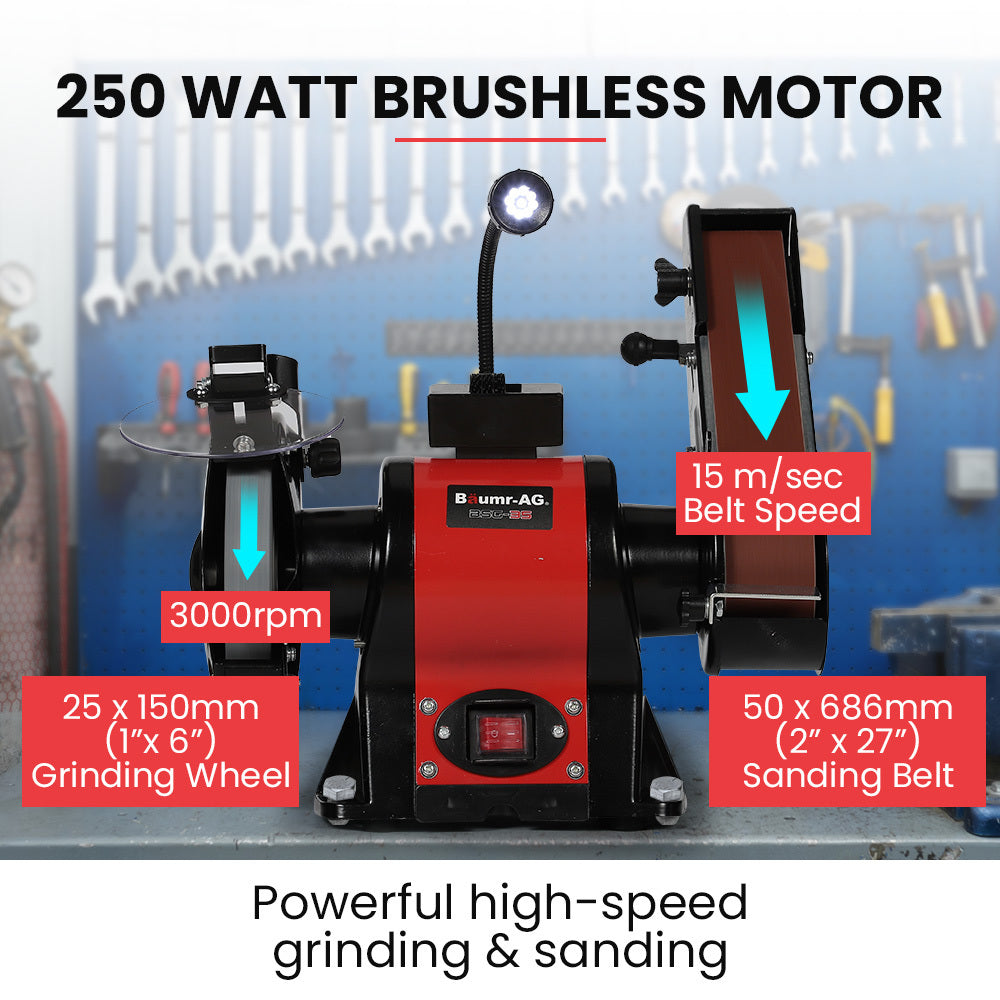 Compact Bench Grinder & Belt Sander Combo with 0.15m Grinding Disc, 0.05x0.686m Belt
