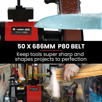 Compact Bench Grinder & Belt Sander Combo with 0.15m Grinding Disc, 0.05x0.686m Belt