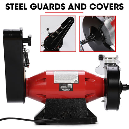 520W Bench Grinder Sander with 0.15m Wheel & 0.05m Linisher, Brushless Motor