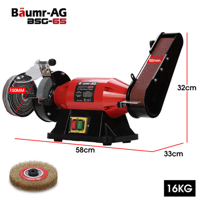 520W Bench Grinder Sander with 0.15m Wheel & 0.05m Linisher, Brushless Motor