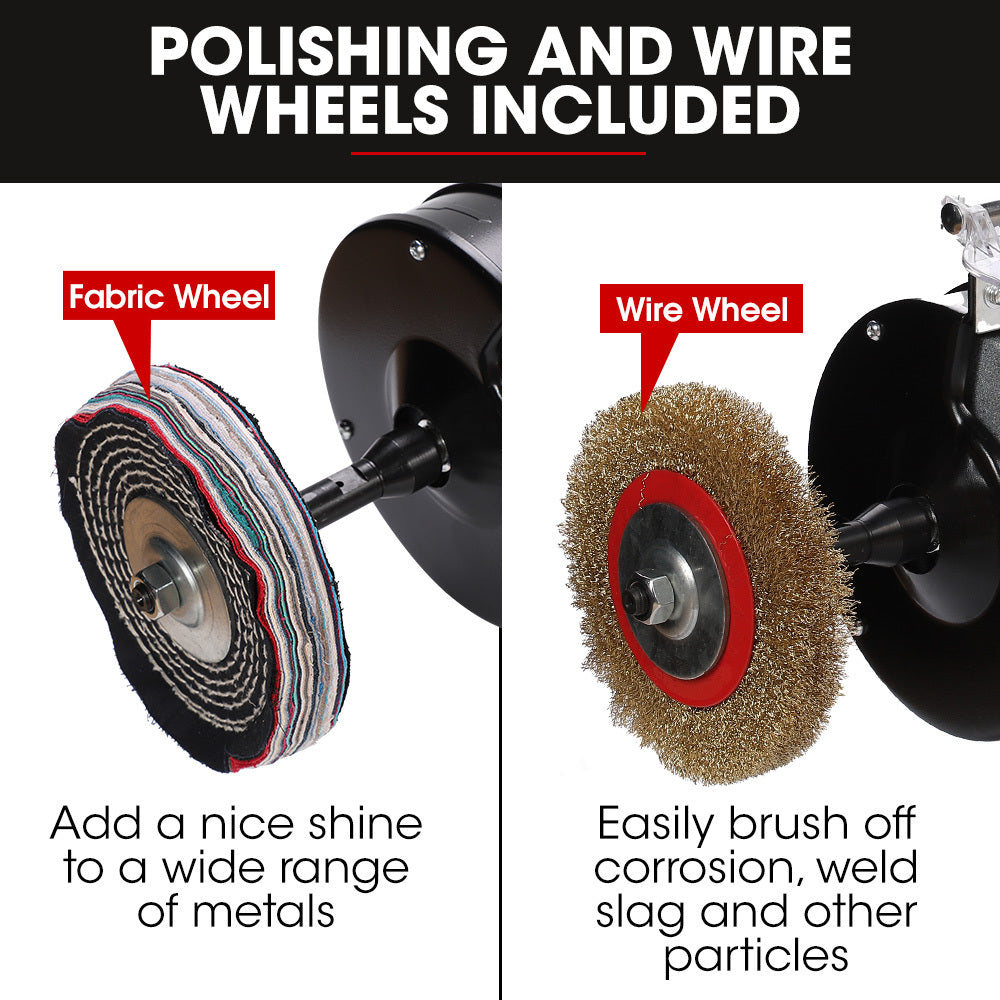 520W Bench Grinder Sander with 0.15m Wheel & 0.05m Linisher, Brushless Motor