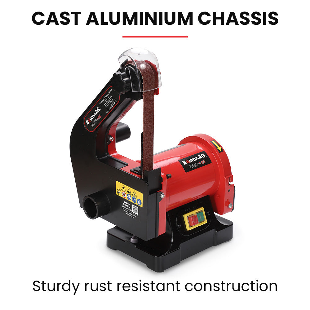 Versatile Bench Belt & Disc Sander with 0.025m Linisher and 0.125m Disc, 250W