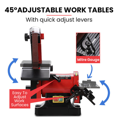 Versatile Bench Belt & Disc Sander with 0.025m Linisher and 0.125m Disc, 250W