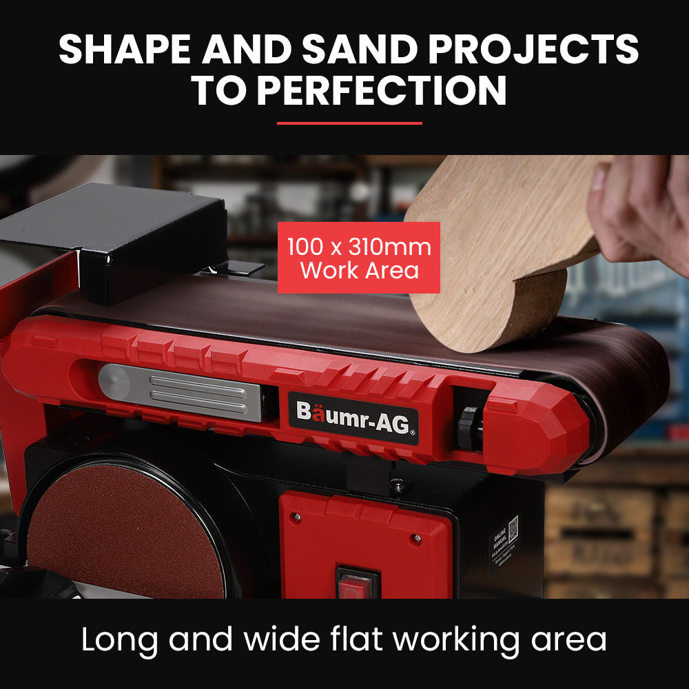 Bench Belt and Disc Sander Combo with Brushless Motor, 0.1m Linisher + 0.15m Disc