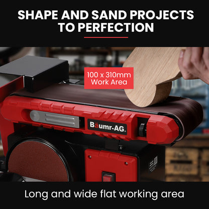 Bench Belt and Disc Sander Combo with Brushless Motor, 0.1m Linisher + 0.15m Disc