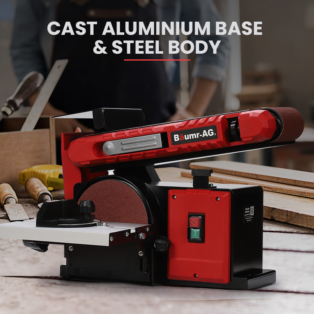 Bench Belt and Disc Sander Combo with Brushless Motor, 0.1m Linisher + 0.15m Disc