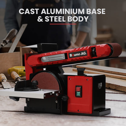 Bench Belt and Disc Sander Combo with Brushless Motor, 0.1m Linisher + 0.15m Disc