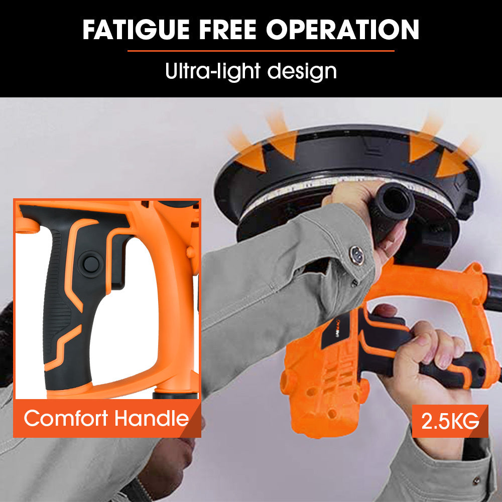 Handheld 0.18m Electric Drywall Sander with Vacuum & LED Light, 850W, 6 Discs