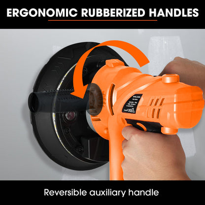 Handheld 0.18m Electric Drywall Sander with Vacuum & LED Light, 850W, 6 Discs