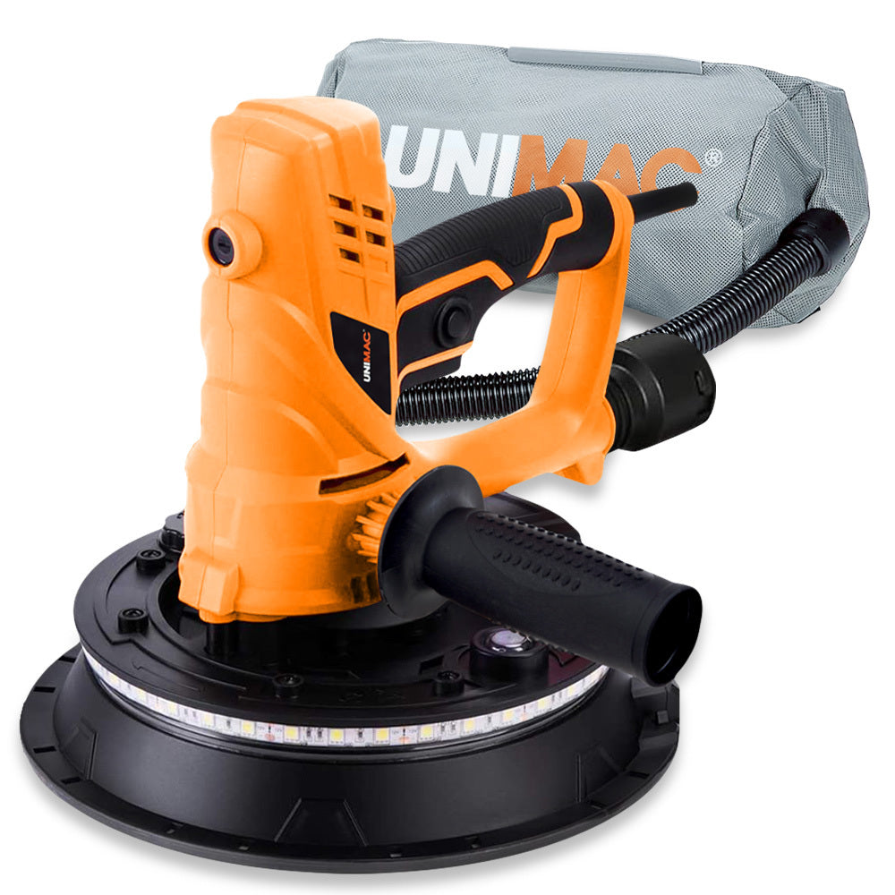 Handheld 0.18m Electric Drywall Sander with Vacuum & LED Light, 850W, 6 Discs