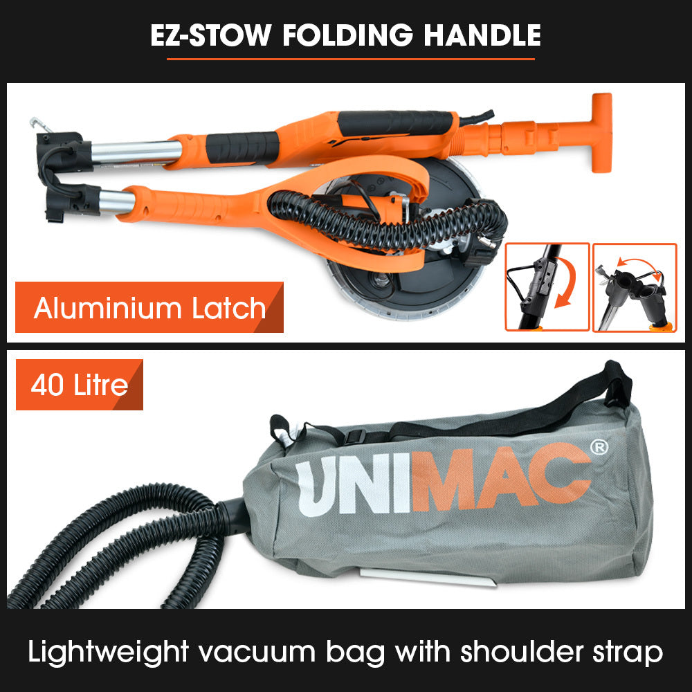 Long Reach Drywall Sander Kit with LED, Auto-Vacuum & Telescopic Handle