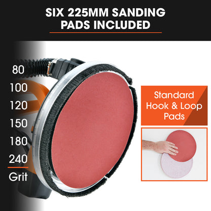 Long Reach Drywall Sander Kit with LED, Auto-Vacuum & Telescopic Handle