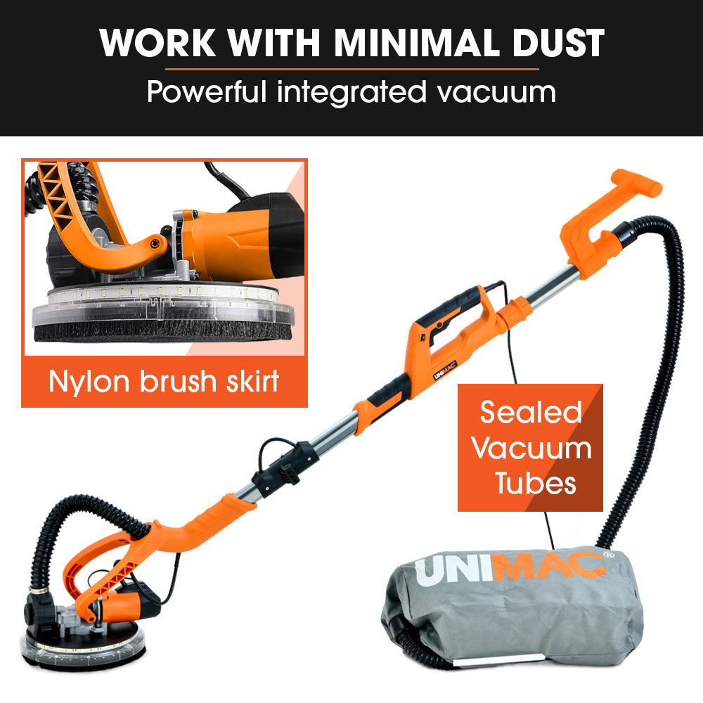 Long Reach Drywall Sander Kit with LED, Auto-Vacuum & Telescopic Handle