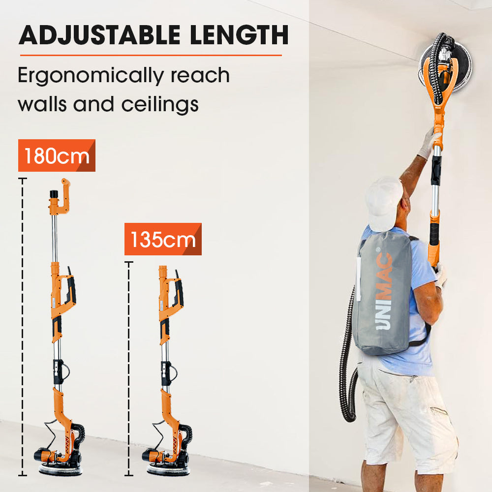 Long Reach Drywall Sander Kit with LED, Auto-Vacuum & Telescopic Handle